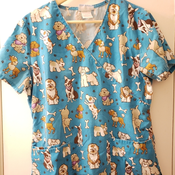Dog Print Scrub Top